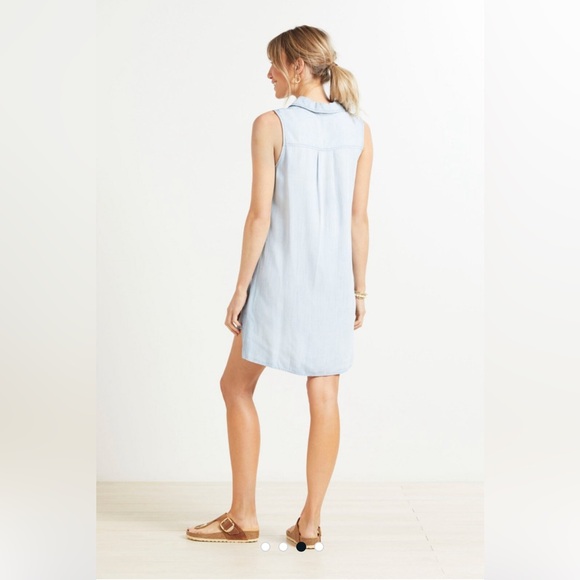 Cloth & Stone Light Wash Denim Sleeveless A-Line V-Neck Shift Dress | Size S - Picture 6 of 13
